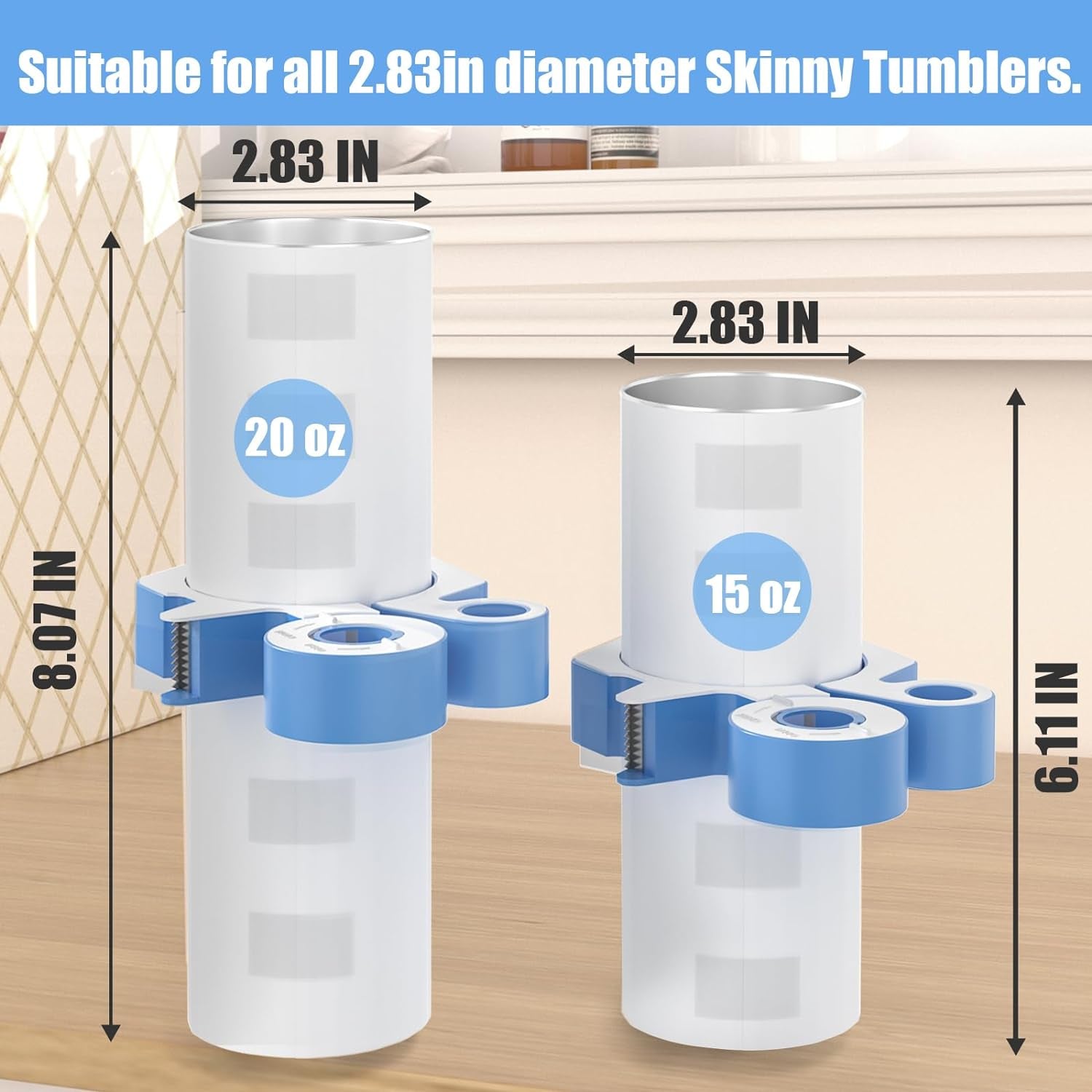 Sublimation Tumblers Pinch 20 Oz, with Heat Tape Dispenser, Pinch Tumbler Clamp Grip Tool, Supplies for Sublimation Paper & Tumblers with 2 Rolls Sublimation Blanks Thermal Tape (Blue)
