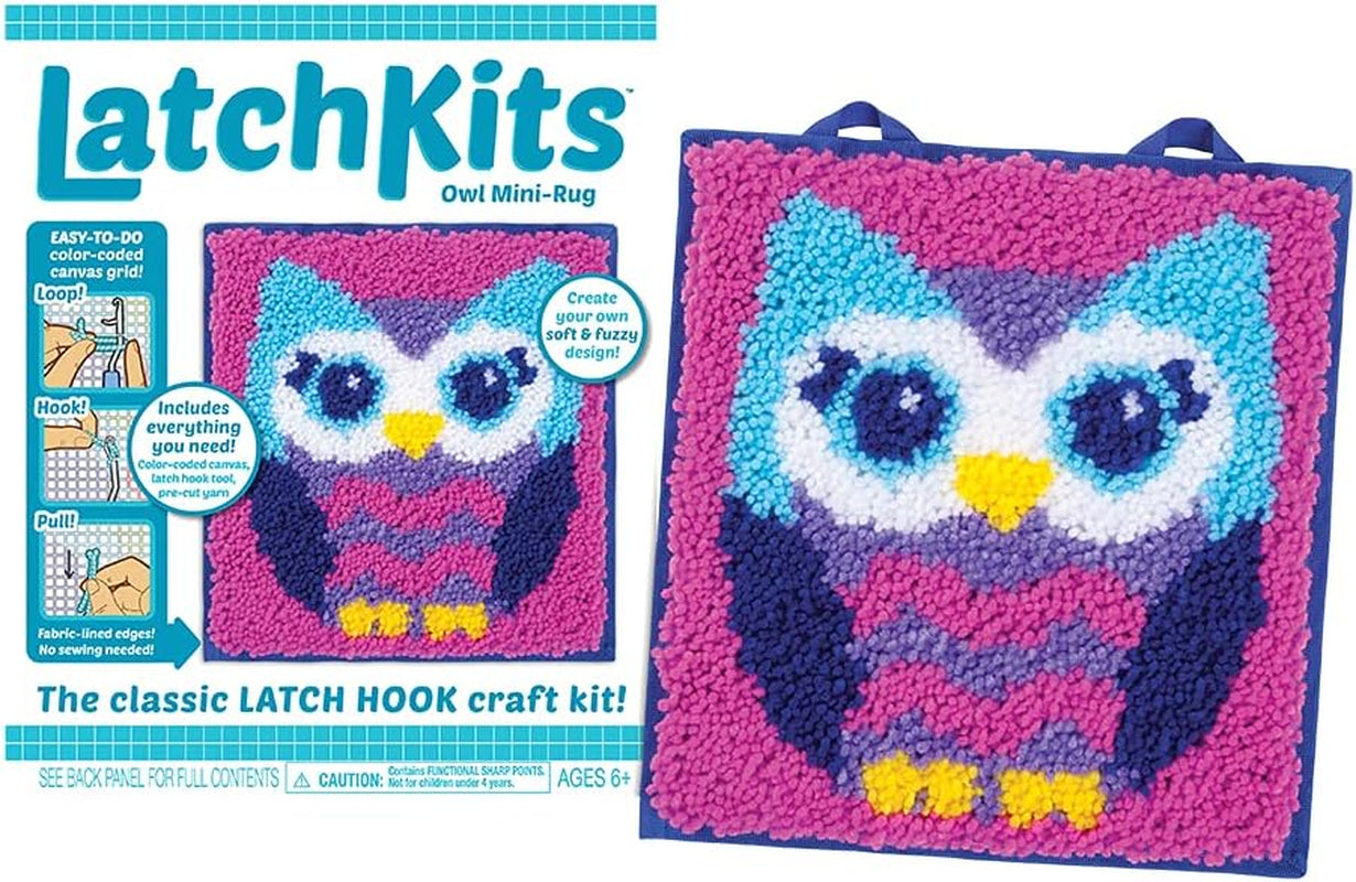 – Owl Latch Hook Kit – Easy-To-Learn Craft Project – No Sewing or Cutting – for Ages 6+