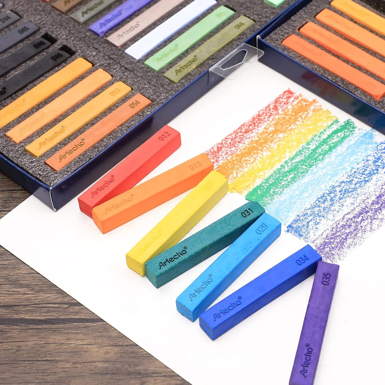 72Pcs Soft Pastels, 70 Colors Including 4 Fluorescent Colors, Extra Free Black &amp; White, Square Chalk for Drawing, Blending, Layering, Shading, Pastels Art Supplies