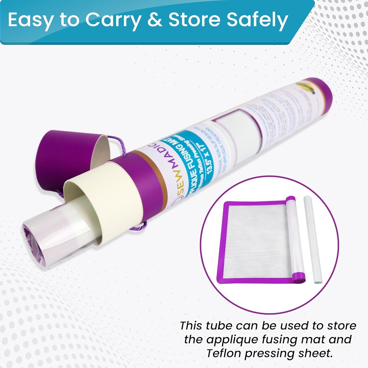 Applique Fusing Mat 13.5"X17" (34Cm X 43Cm) with Bonus Applique Pressing Sheet and Handy Storage Tube - a Great Silicone Mat and Applique Teflon Sheet for Arts and Fusible Web Fabric Crafts