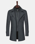 Men's Modern Double Collar Wool Coat