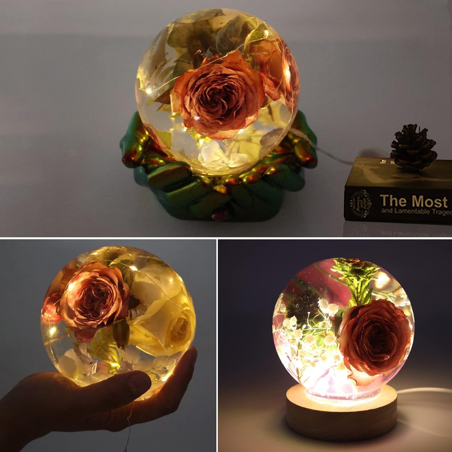 2Pcs Large Sphere Resin Molds,4.7'' & 4'' Crystal Ball Silicone Resin Molds for Flowers Preservation,Seamless Orb Epoxy Resin Molds for DIY Resin Art Candle Soap Making Home Decor