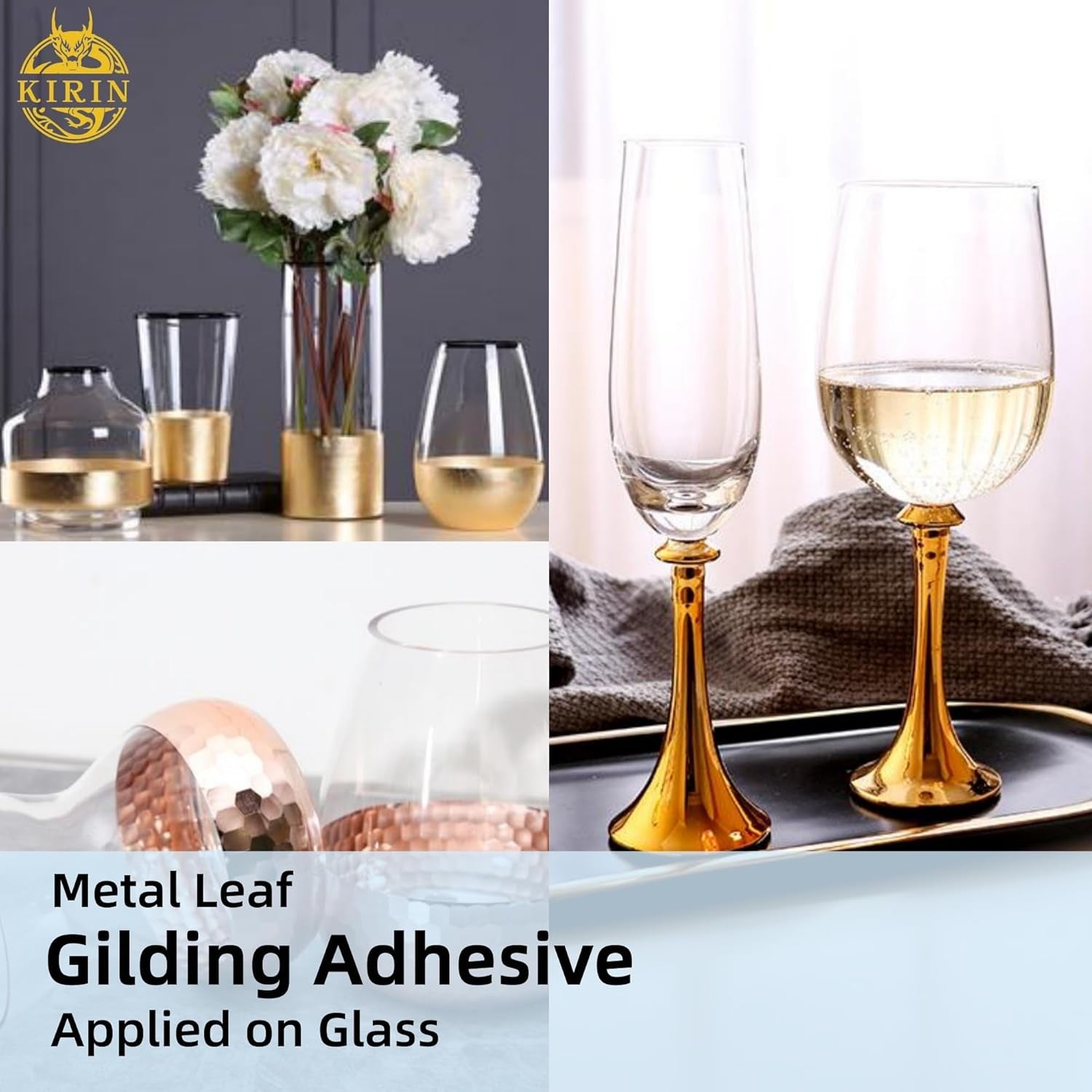 Gilding Adhesive, 100Ml Epoxy Resin Gold Leaf Adhesive for Professional Craft Use, Water Based Varnish for Protect the Surface of Gold Foil from Oxidating (Brush + Gloves as Gifts)