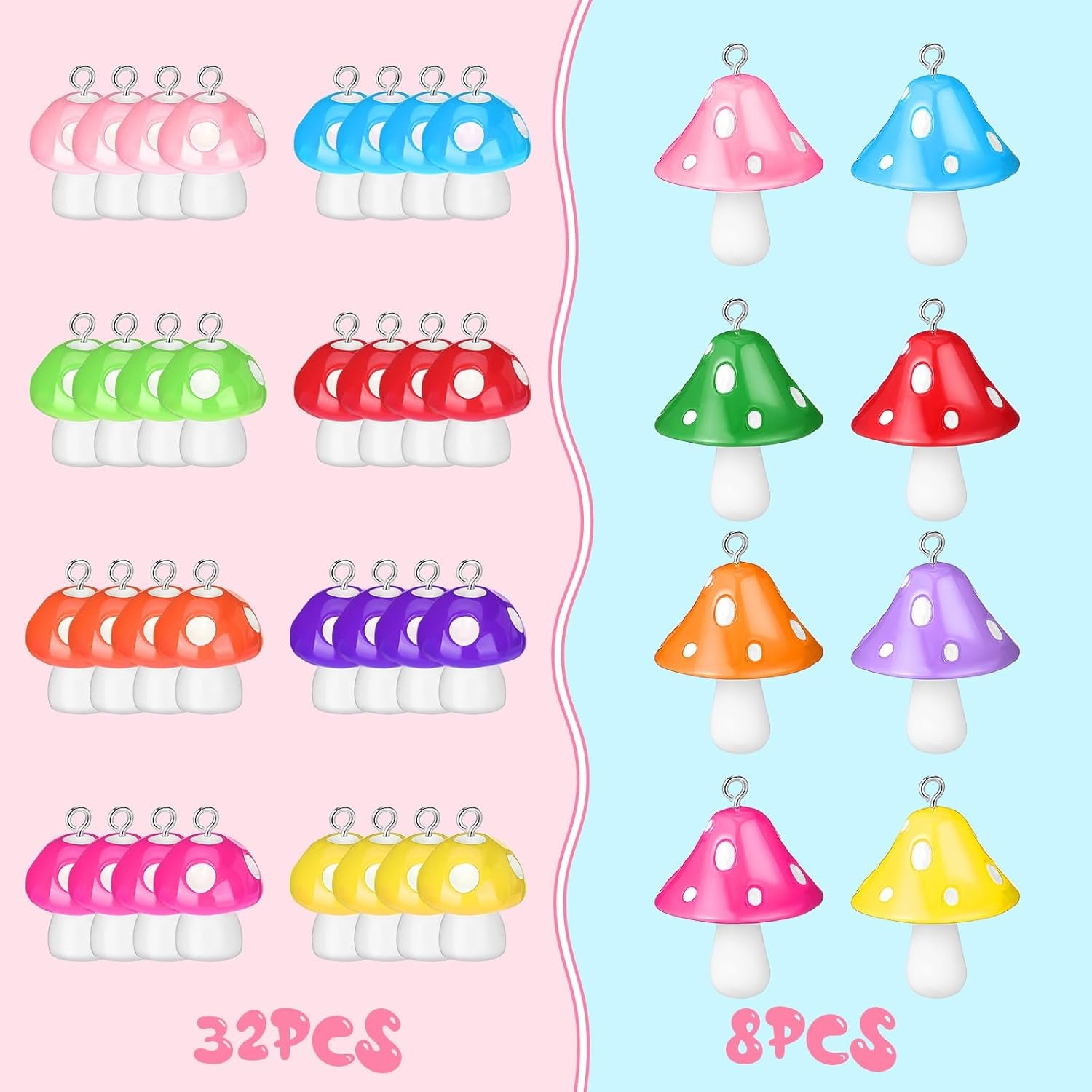 Mushroom Pendant Charm, Resin Cute Mushroom Shape Charms DIY Pendant Jewelry Pendants for Bracelets Necklaces Earrings Keychains DIY Crafts Making