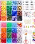 3510Pcs 36 Colors, Hair Pony Beads Bulk with Letter Bead, 9Mm Rainbow DIY Kandi Beads Kit for Jewelry Making Bracelets Pearl Transparent and Opaque Pendants