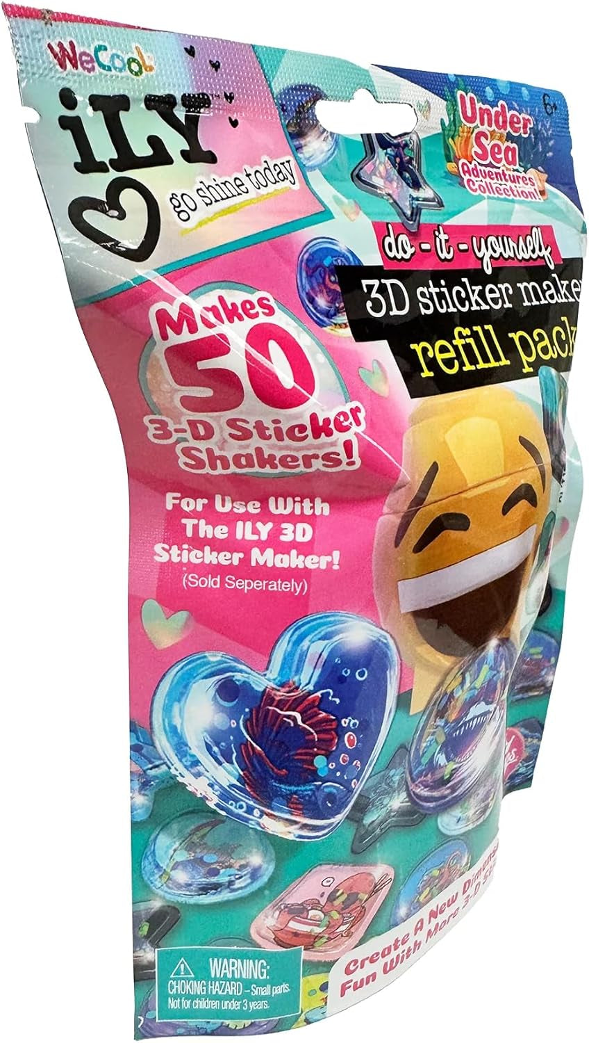 3D Sticker Maker Kit for Girls and Boys, DIY Arts and Crafts Fun for Ages 6+, Creative Toy Gift Set Includes 50+ Custom Refills- Safari Party Pack | ILY Undersea Adventure