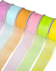 6 Spools Ribbon Sheer Chiffon Ribbon Gift Wrapping Ribbon Summer Ribbon Organza Ribbon for Crafts, 1 Inch Wide 60 Yards