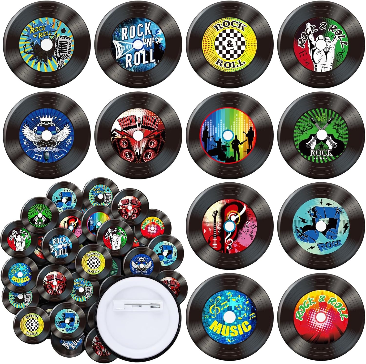 48 Pieces 50S Party Favors 50S Buttons Pins 1950'S Theme Party Decorations Accessories for Backpacks Jean Jackets 12 Styles