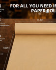 Wrapping Paper, Craft Paper, White Kraft Paper Roll 17.8"X 100Ft for Gift Wrapping, Floor Covering, Bulletin Board, Arts Crafts, Bouquet Flower, Table Runner, Poster, Packing Paper for Moving Supplies (Brown)