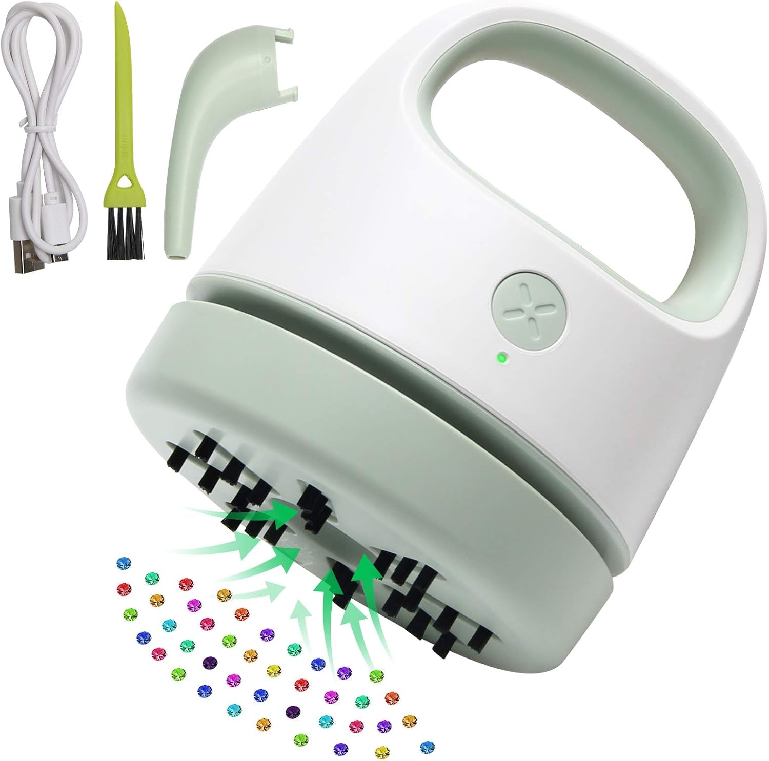 Diamond Painting Tools for Drill Quicker Picker,  Diamond Painting Accessories Tool for Sweep Spilled Diamonds Picker Vacuum Quicker Picker Organizer Spilled Drill with USB Charger, Brush (Pink)