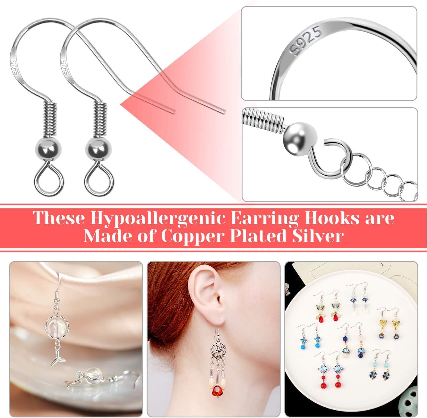 Hypoallergenic Earring Making Kit,  3080Pcs Earring Supplies Kit Includes Earring Hooks, Earring Backs, Jump Rings, Eye Pins, Earring Posts and Tools for Earring Making and Repairing