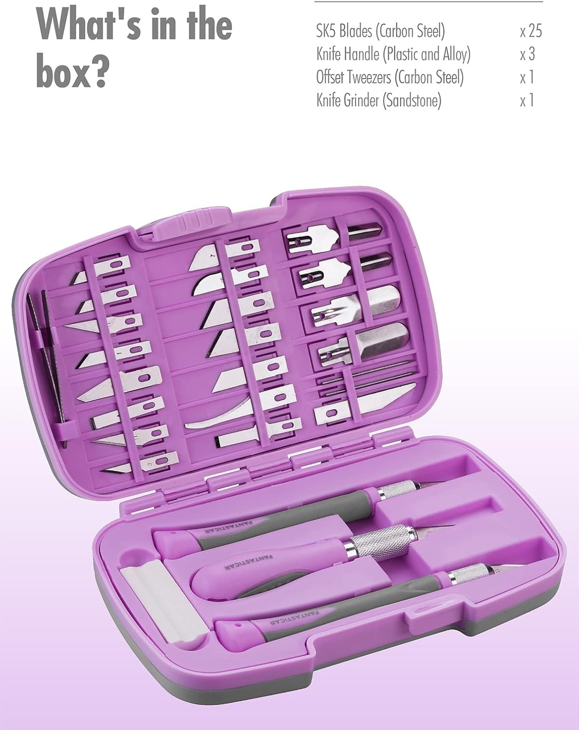 Craft Knife Precision Cutter Hobby Knife Blades Set (30Pcs) for Art Work, Scrapbooking, Stencil, Architecture Modeling, Wood Leather Working (Purple)