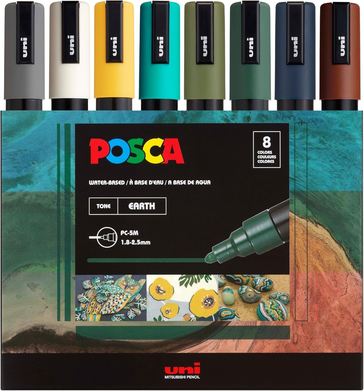 8  Paint Markers, 5M Medium Markers with Reversible Tips, Marker Set of Acrylic Paint Pens |  Pens for Art Supplies, Fabric Paint, Fabric Markers, Paint Pen, Art Markers, PC5M8C