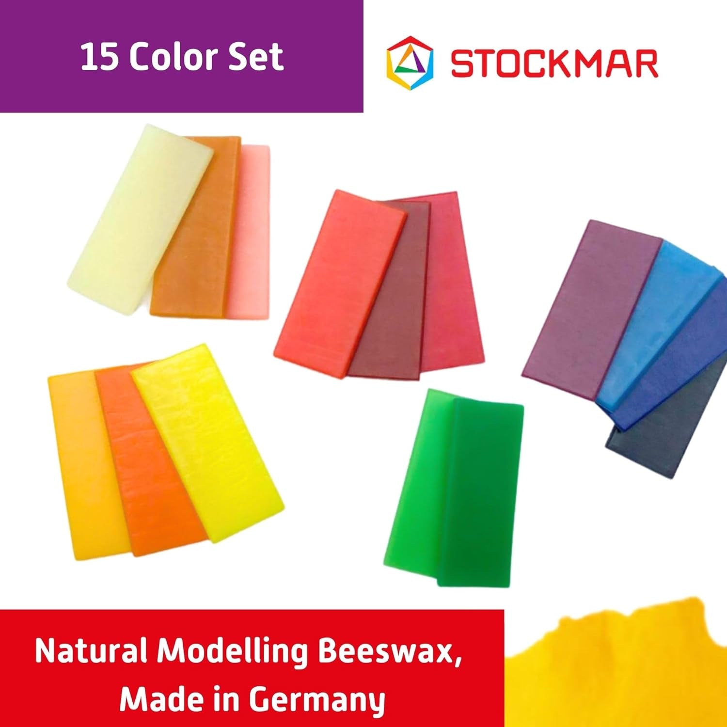 Natural Modelling Beeswax -15 Color Beeswax Sheets Set - for Kids,Toddlers, Artists, Waldorf Organic Art Supplies, Non Toxic Beeswax, Non Drying Beeswax Modeling Wax for Homeschoolers