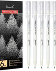 White Gel Pen Set - 0.8 Mm Extra Fine Point Pens Gel Ink Pens for Black Paper Drawing, Sketching, Illustration, Card Making, Bullet Journaling, Pack of 6