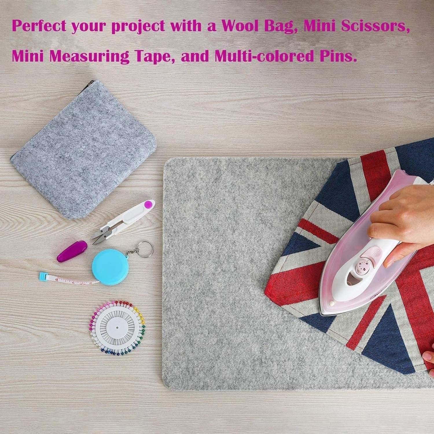 17"X13.5" Wool Pressing Mat 100% New Zealand Felted Wool Ironing Mat Pad Sewing Machine Muffling Mat for Quilting Wooly Felted Iron Board for Retains Heat Great for Quilting & Sewing Projects
