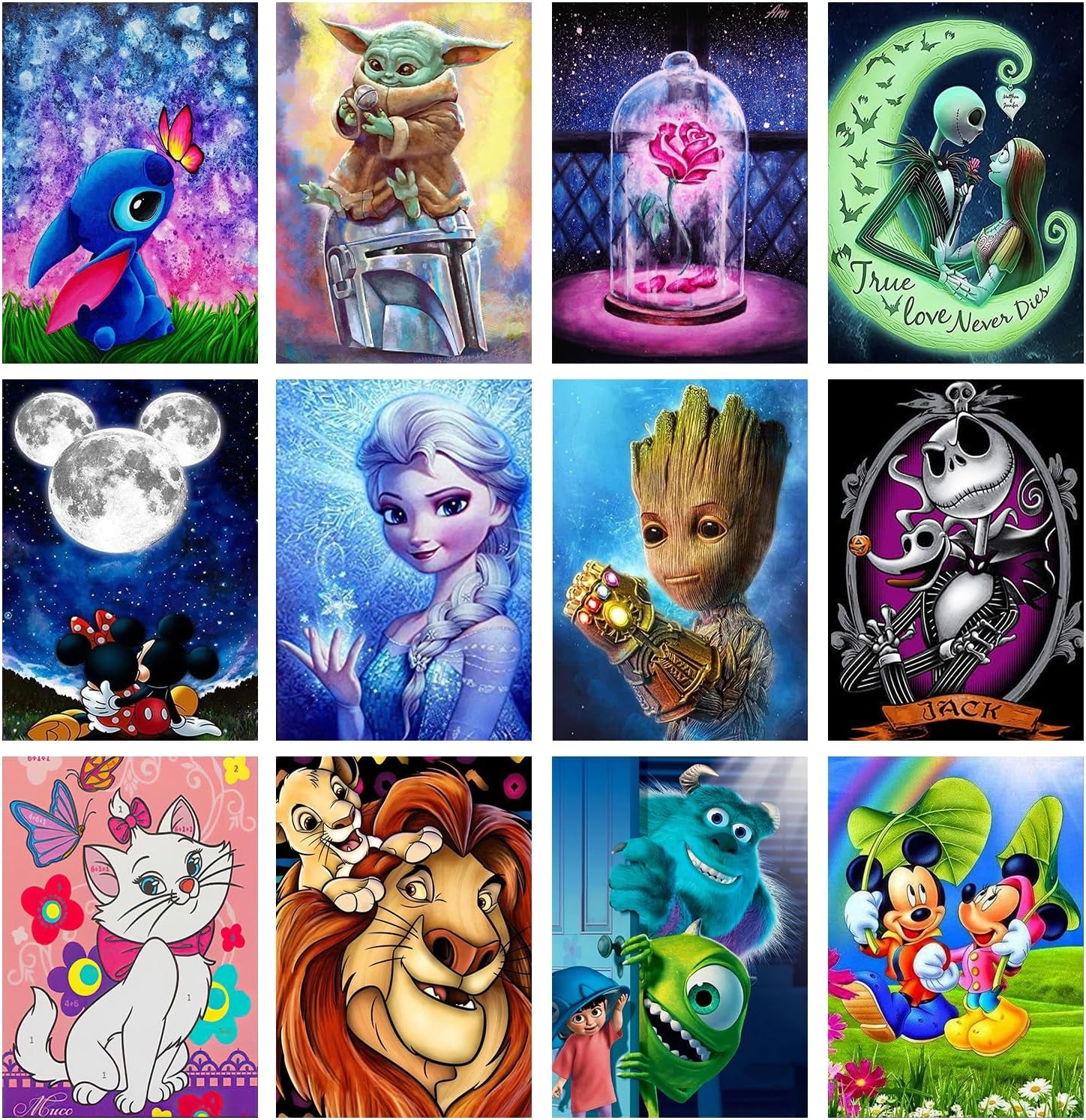 12 Pack Diamond Painting Kits for Adults 5D DIY Diamond Art Kit Paint with round Full Drill Diamonds for Beginners Gem Paintings Art for Home Wall Decor Gifts(12X16 Inch)