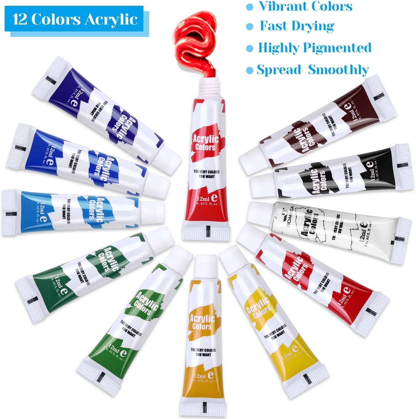 Mini Canvas and Easel,  47 Pieces Mini Canvas Painting Set Includes 4X4 Inches Primed Canvas, Mini Easel, Acrylic Paint, Paintbrushes and Palette for Kids Artists Art Party