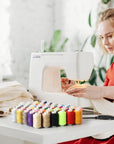 100Pcs Bobbins Sewing Threads Kit, 500 Yard per Polyester Thread Spools, Prewound Bobbins with Case, Sewing Threads for Sewing Machine, Sewing Supplies for Hand, Travel, DIY and Home, 50 Colors