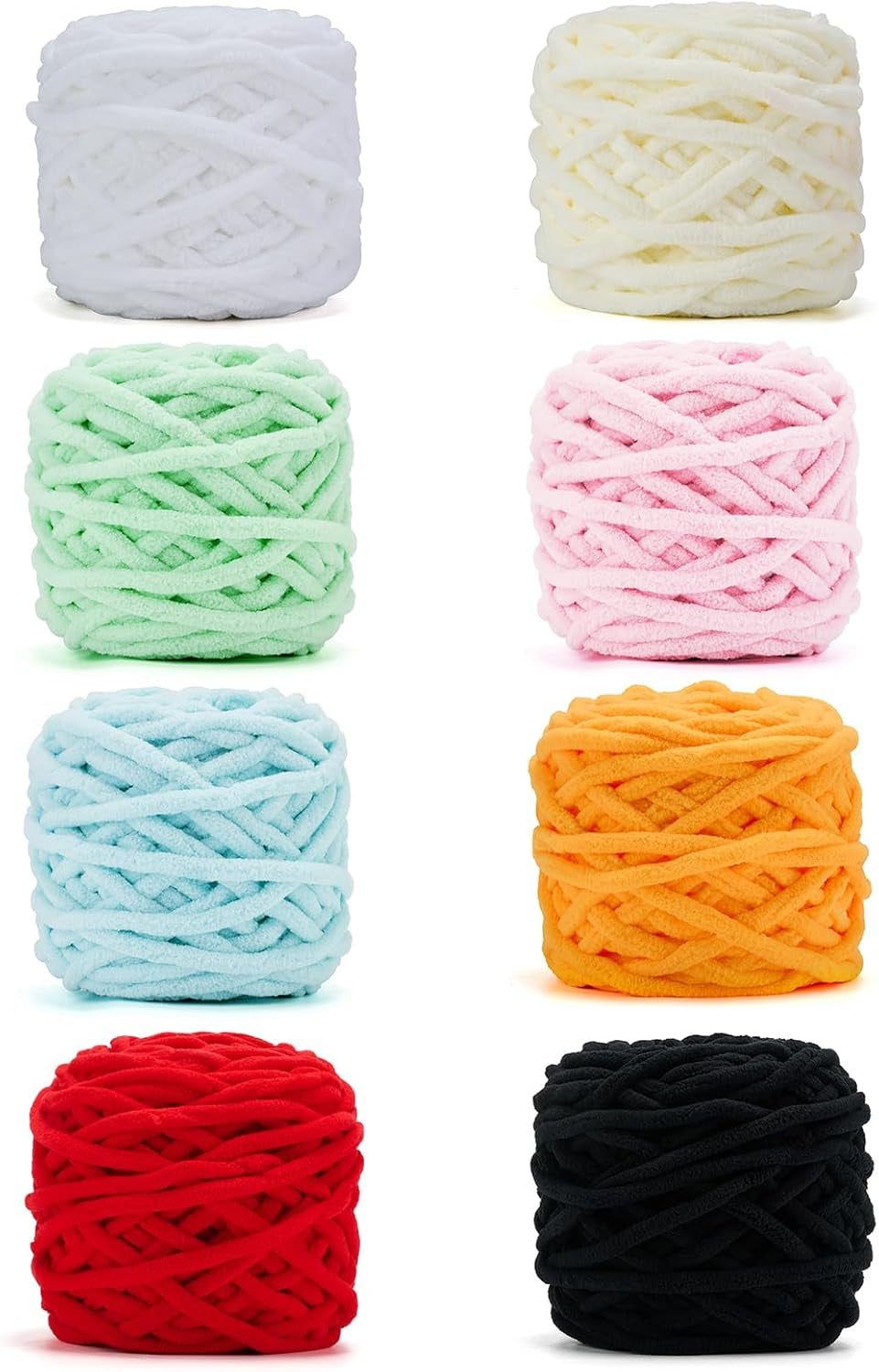 Blanket Yarn 3 Pack of 100G/3.5Oz - White Chenille Yarn 6 Super Bulky - Knitting, Crocheting &amp; Crafts Chunky Yarn