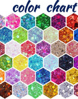 Holographic Chunky and Fine Glitter Mix, 36 Colors Chunky Sequins & Glitter Powder Mix, Iridescent Cosmetic Glitter Flakes for Nail Art Face Body Eye Makeup, Craft Glitter for Epoxy Resin Tumblers