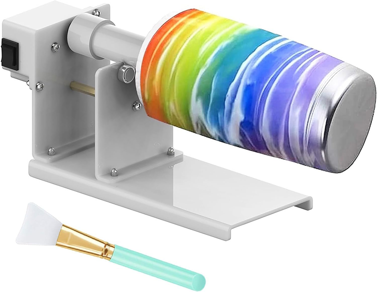 2 Ways Rotation Cup Turner Tumbler for Crafts,Tumbler Turner for DIY Glitter Epoxy, Professional Designed Tumbler Cup Spinner Machine Kit for Starter