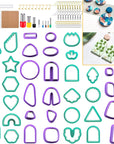 Polymer Clay Cutters for Earring Making - 160Pcs Clay Tools Set with Earrings Accessories, 42+8Pcs Different Shape Plastic Clay Molds Clay Cutters for Polymer Clay Jewelry (Style B-Blue)