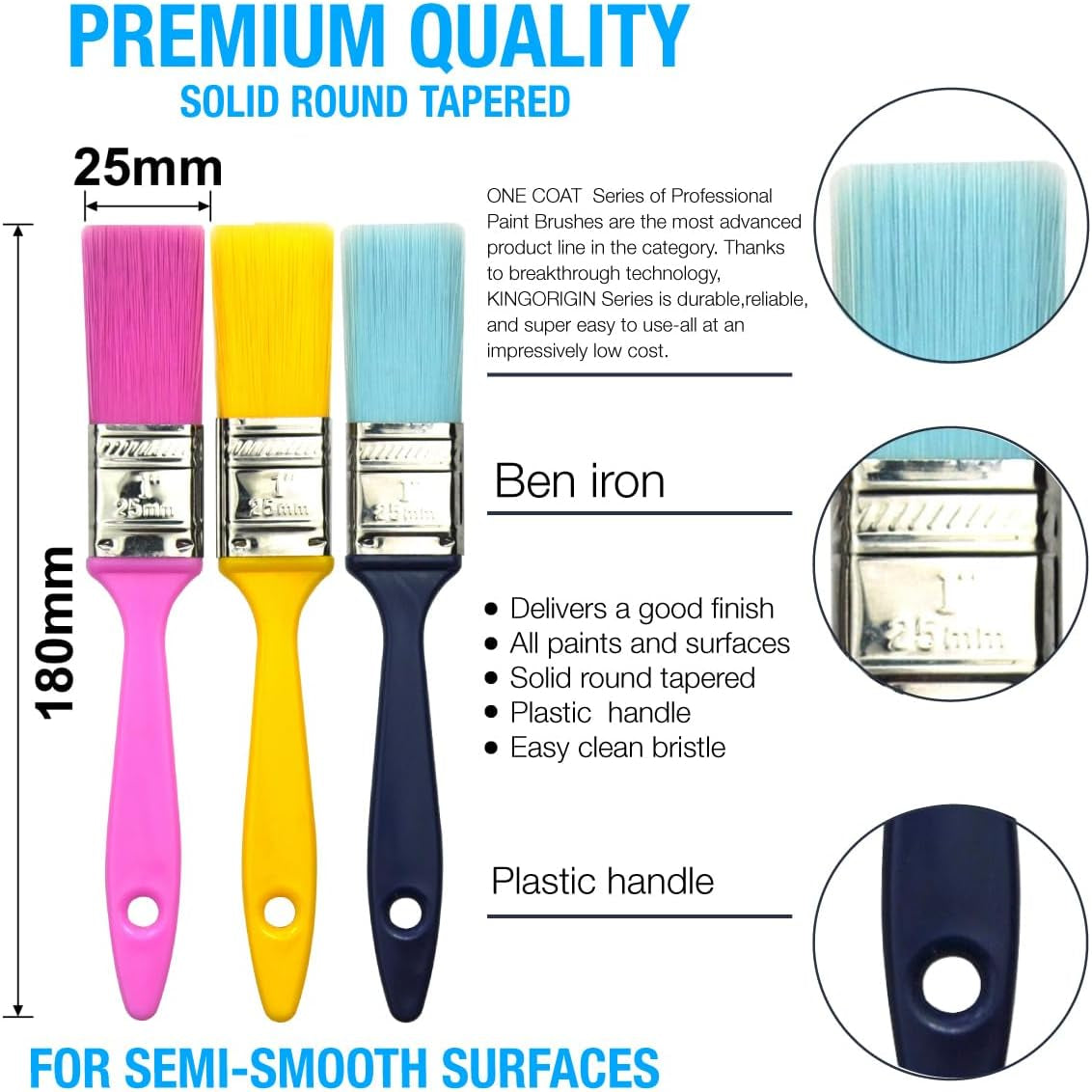 12 Pcs Artist Paint Brushes for Acrylic Painting, 1 Inch Small Watercolor Oil Paint Brush Set with Colorful Handle, Mini Craft Brushes for Kids Painting Classes or Outdoor Painting Project