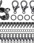1000PCS Jewelry Making Accessories Set, 100 Lobster Claw Clasps 300 Crimp Beads Crimp Beads Clasps Caps 600 Open Jump Ring Connectors for DIY Bracelet Necklace Crafts Jewelry Making(Silver)