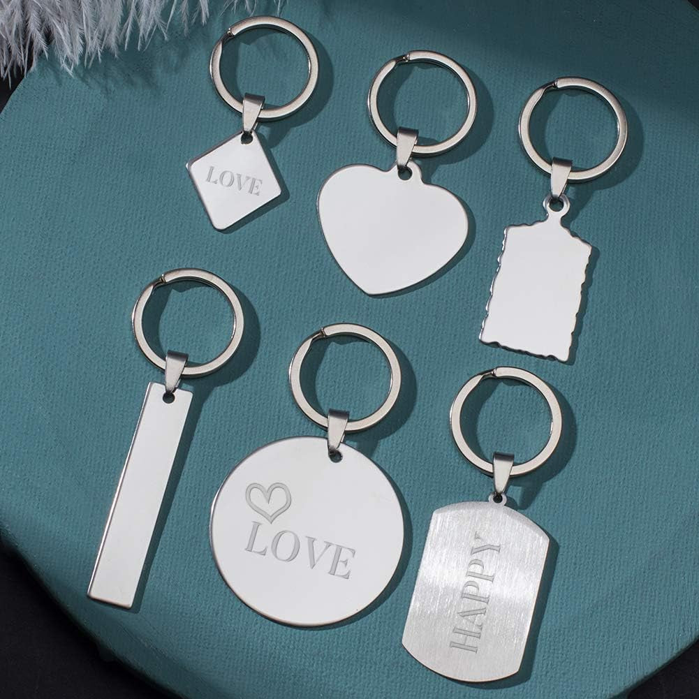 30PCS Mixed Large Stainless Steel Stamping Blanks, Round/Rectangle/Heart Pendants Charms with Black Velvet Bag and Clear Storage Box for Necklace Bracelet Making and ID Name Tags, 1Mm Thick