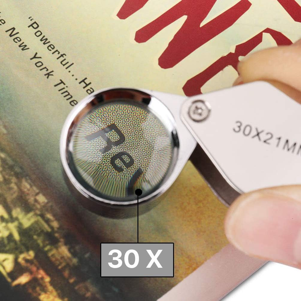 Pocket Jewelry Loupe 30X 21Mm Jewelers Loop Eye Magnifying Glass Foldable Magnifier
