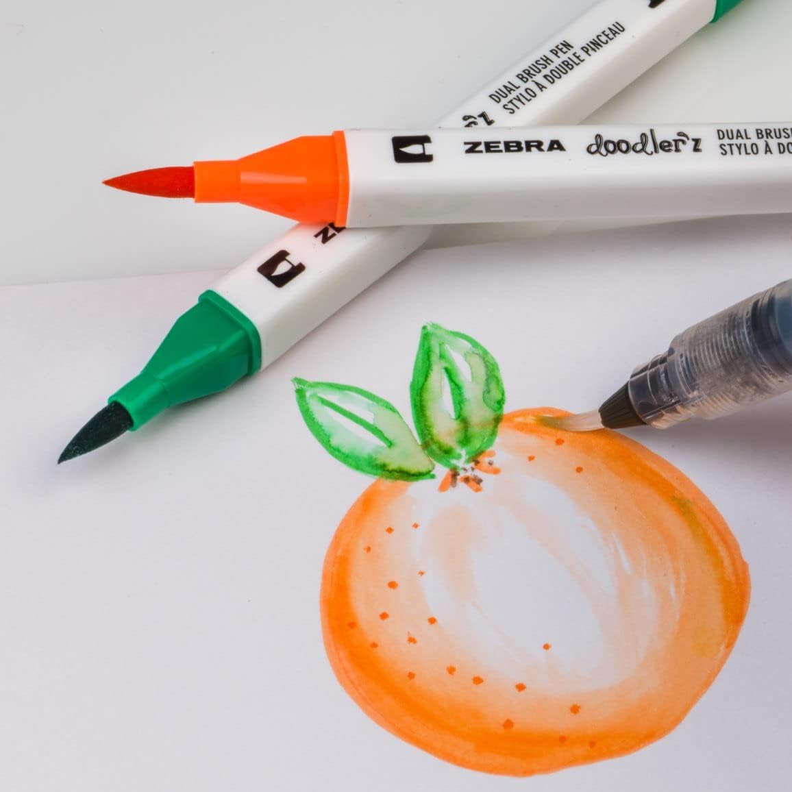 Pen Doodlerz Brush Pen, Brush and Bullet Tips, Vibrant Color Ink, Assorted Colors, 18 Pack