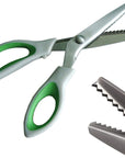 Green Pinking Shears Comfort Grips Crafts Zig Zag Cut Sewing Scissors,Professional Handheld Dressmaking