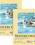 9" X 12" Premium Heavyweight Watercolor Painting Paper Pad, Pack of 2, 24 Sheets Each, 90 Pound (190Gsm) - Cold Pressed, Acid-Free, Wet, Dry & Mixed Media - Artists, Students, Adults