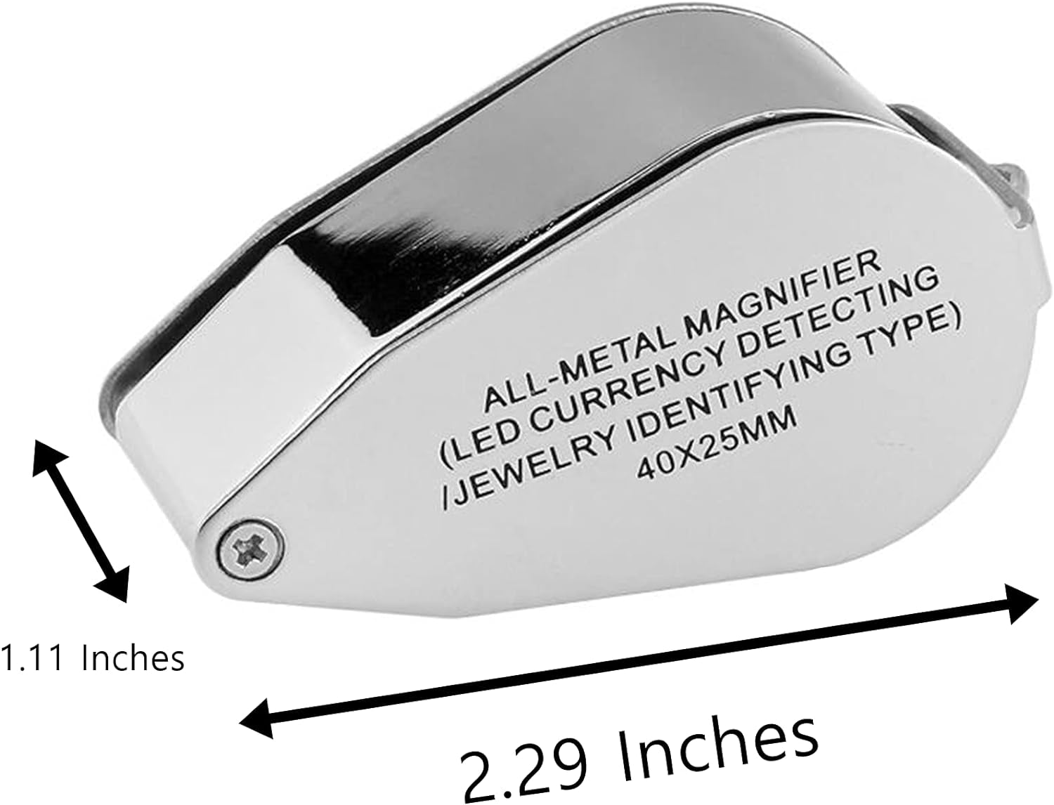 40X Jewelers Loupe with Light, UV Lighted Magnifying Glass Eye Loop, LED Illuminated Metal Pocket Magnifier for Jewelry, Currency, Plants, Coins, Diamonds, Stamps