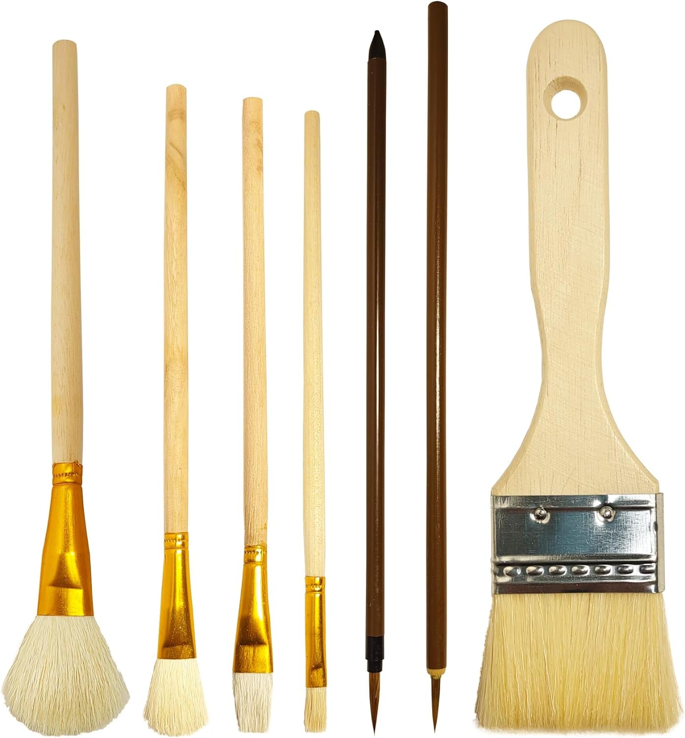 7 Pcs Pottery Glaze Tools, Pottery Tools and Supplies, Ceramic Brush Sets, Underglaze Brushes for Pottery, Watercolor Wool Paintbrush Sets for Students, Adults, Kids