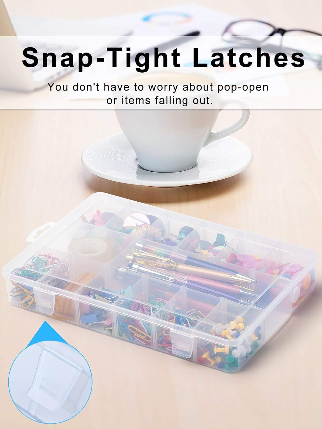 18 Grids Large Plastic Compartment Container, Bead Storage Organizer Box Case with Adjustable Removable Dividers for Jewelry Craft Tackles Tools, Size 11.7 X 7.7 X 1.7 In, White