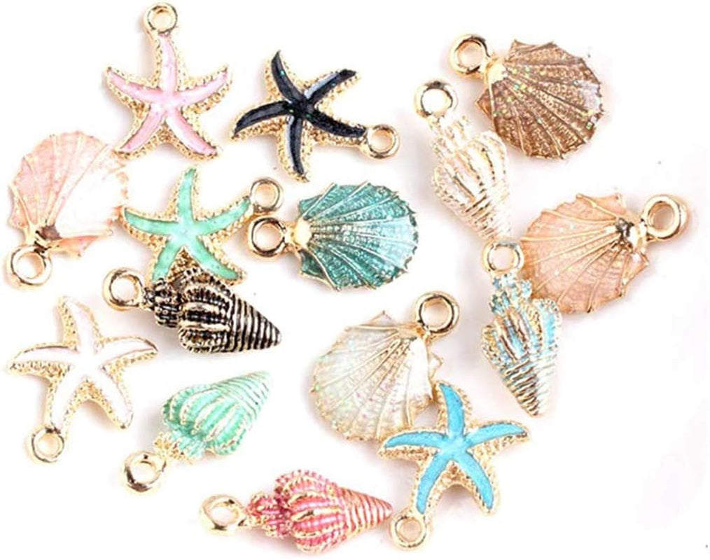 20Pcs Mixed Alloy Metal Shell Pendant Conch Starfish Charms for Jewelry Making Fit DIY Handmade Earring Necklace