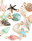 20Pcs Mixed Alloy Metal Shell Pendant Conch Starfish Charms for Jewelry Making Fit DIY Handmade Earring Necklace