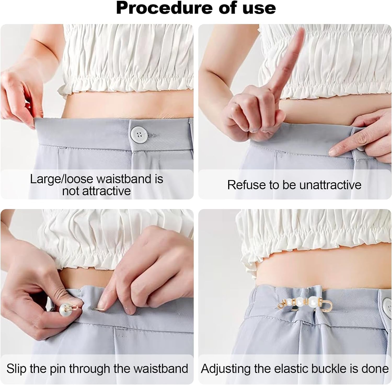 8 Pcs Pearl Brooch Pins,Safety Pins for Clothing Dress Pants Skirt Cardigan Collar，Faux Pearl Rhinestones Brooches for Women Girls Pants Extender Safety Pins