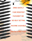 16 Pieces Halloween White DIY Hats with 24 Colors Fabric Markers Pen Bulk for Halloween Supplies