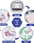 American Flag Heat Transfer Vinyl - 13 Pack 4Th of July Iron on Vinyl Pattern HTV Vinyl 12×10Inch, White HTV & Patriotic Navy Blue for Independence Day HTV Vinyl