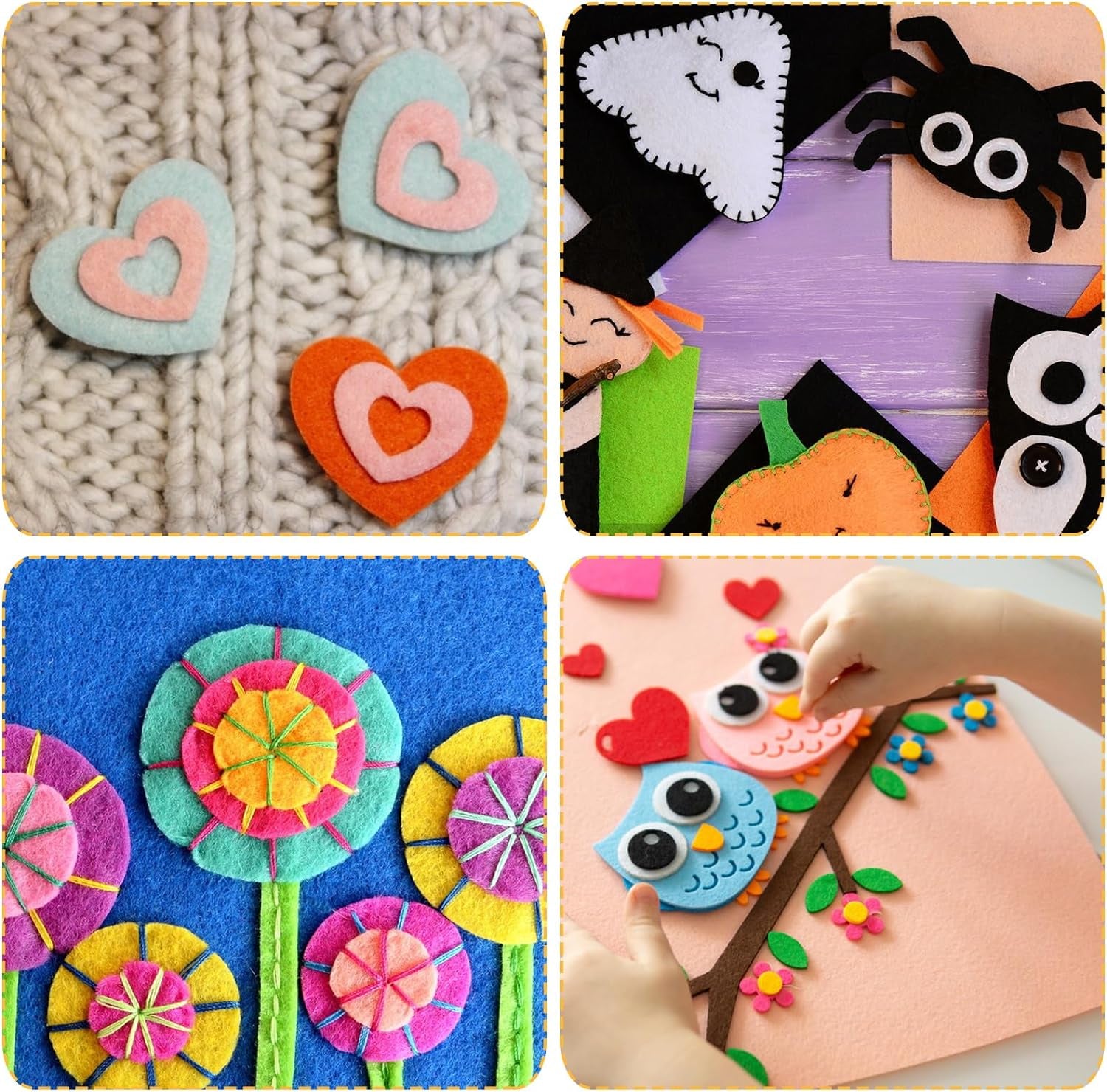 Felt Sheets for Crafts 9PCS 11.8 * 7.9In Wool Stiff Felt Sheets Soft Fabric Skin Felt DIY Patchwork Rug Arts and Crafts Fabric Pieces (Black+White+Gray)