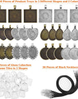 Pendant Trays with Glass Cabochons for Jewelry Making, 90Pcs Pendants Trays Set Including 30Pcs Bezel Pendant Trays Blanks, 30Pcs Glass Cabochons and 30Pcs Necklaces Cords for Necklace Making