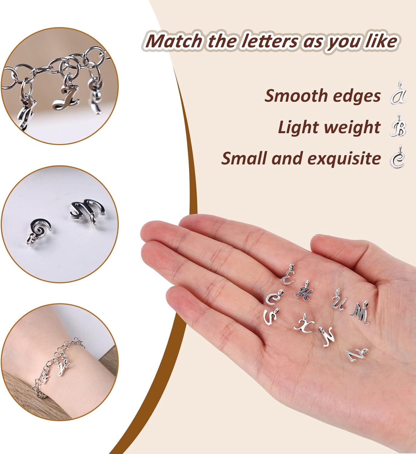 156PCS ABC Letter Charms, Mini A-Z Alphabet Bracelet Necklace Pendants with 200PCS Open Jump Rings for DIY Jewelry Making