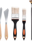 5 Pieces Painting Knife Set Background Blender Brush and Fan Blender Artist Brush Stainless Steel Palette Knife 2 Inch and 1 Inch Landscape Brush for Oil Canvas Acrylic Painting