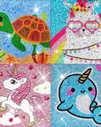 4Pcs DIY Art Painting Kits for Kids Animal Art and Crafts for Kids Ages 6-8-10-12 Girls Boys 5D Gem Art by Number Kits for Birthday Christmas Gifts
