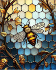 5D Diamond Painting Kits for Adults,Honey Bee Diamond Art Stained Glass Kits for Beginner DIY Diamond Dots Bead Art, Full round Diamond Painting Gem Art Wall Decor 12X12 Inch