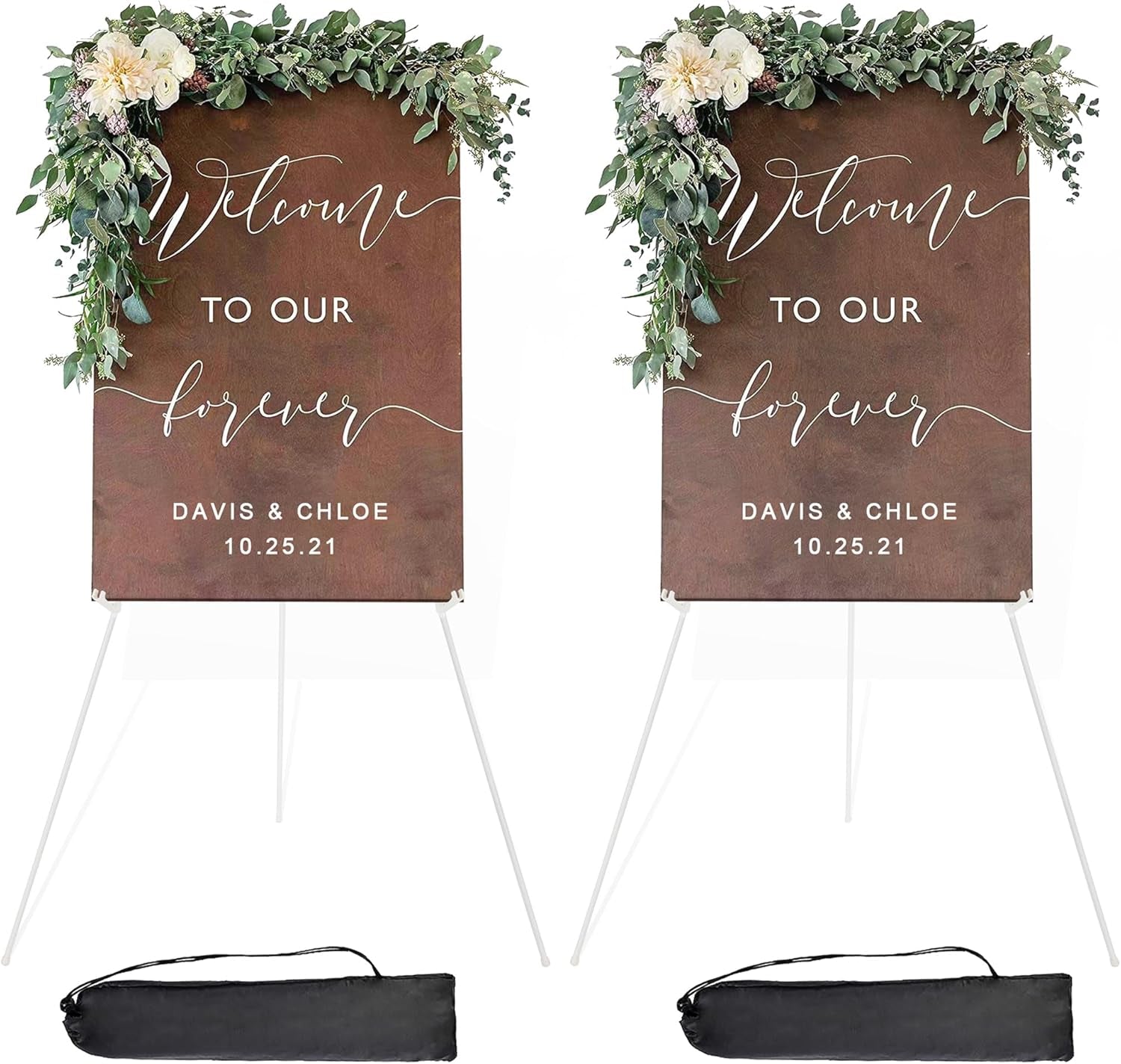 Easel Stand for Wedding Sign Poster 63&#39;&#39; Instant Display Easel for Floor Adjustable Metal Art Easel White