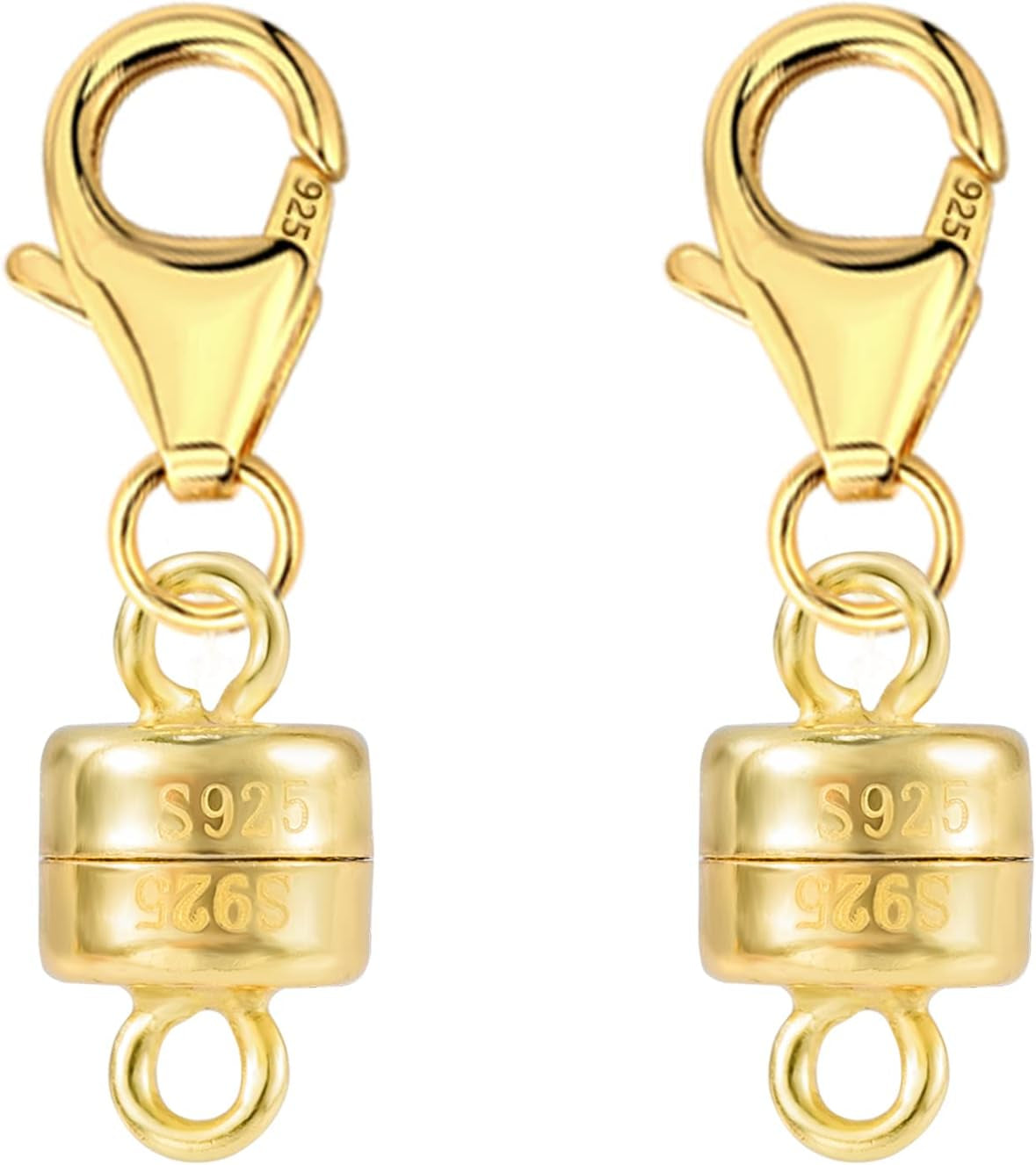 Magnetic Necklace Clasps and Closures, 2 Pcs 925 Sterling Silver Magnetic Clasps for Necklaces White Gold Plated Converter Closures Connector Clasps for Bracelet Anklet DIY Jewelry Making Supplies